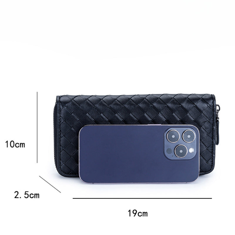 Accordion Wallet for Women-Braided Full Grain Leather-Green/Red/Pink