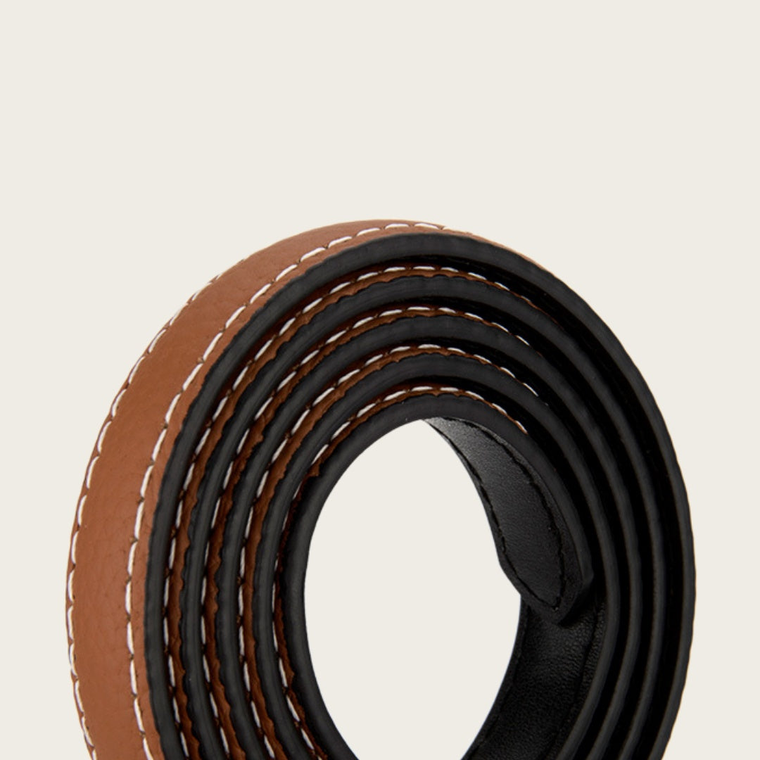 Black Leather Belt with Silver Buckle-Pin Buckle