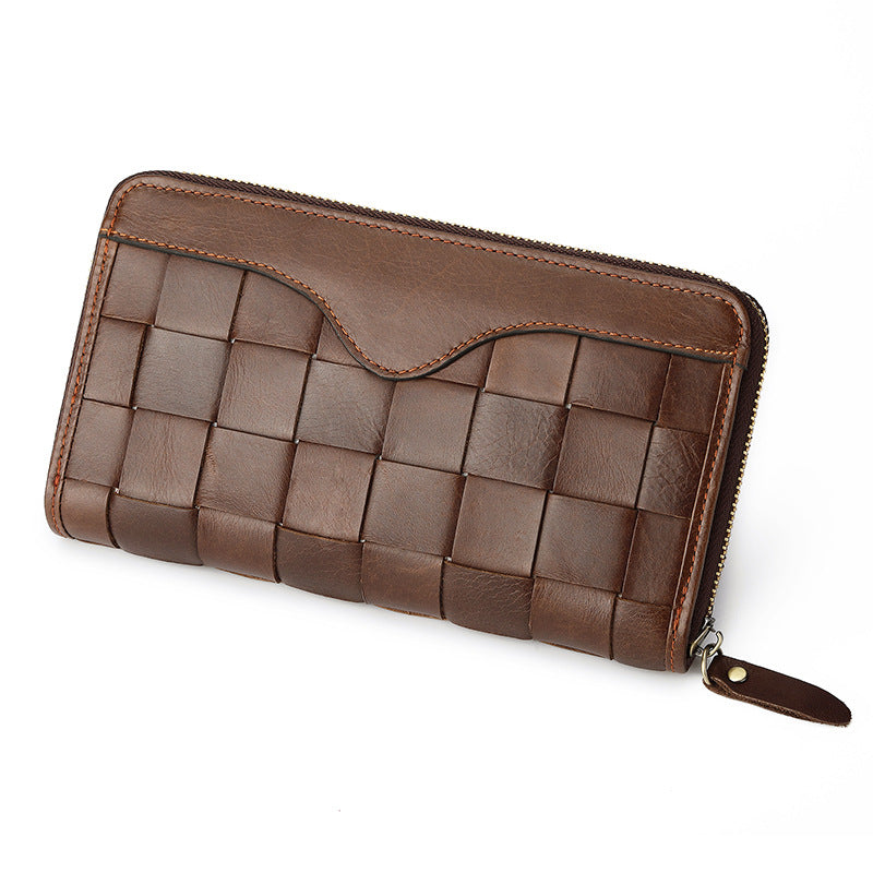 Braided Large Leather Wallet - "Heritage Weave"