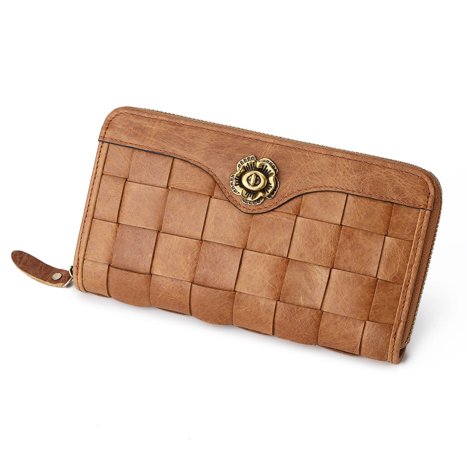 Braided Large Leather Wallet - "Heritage Weave"