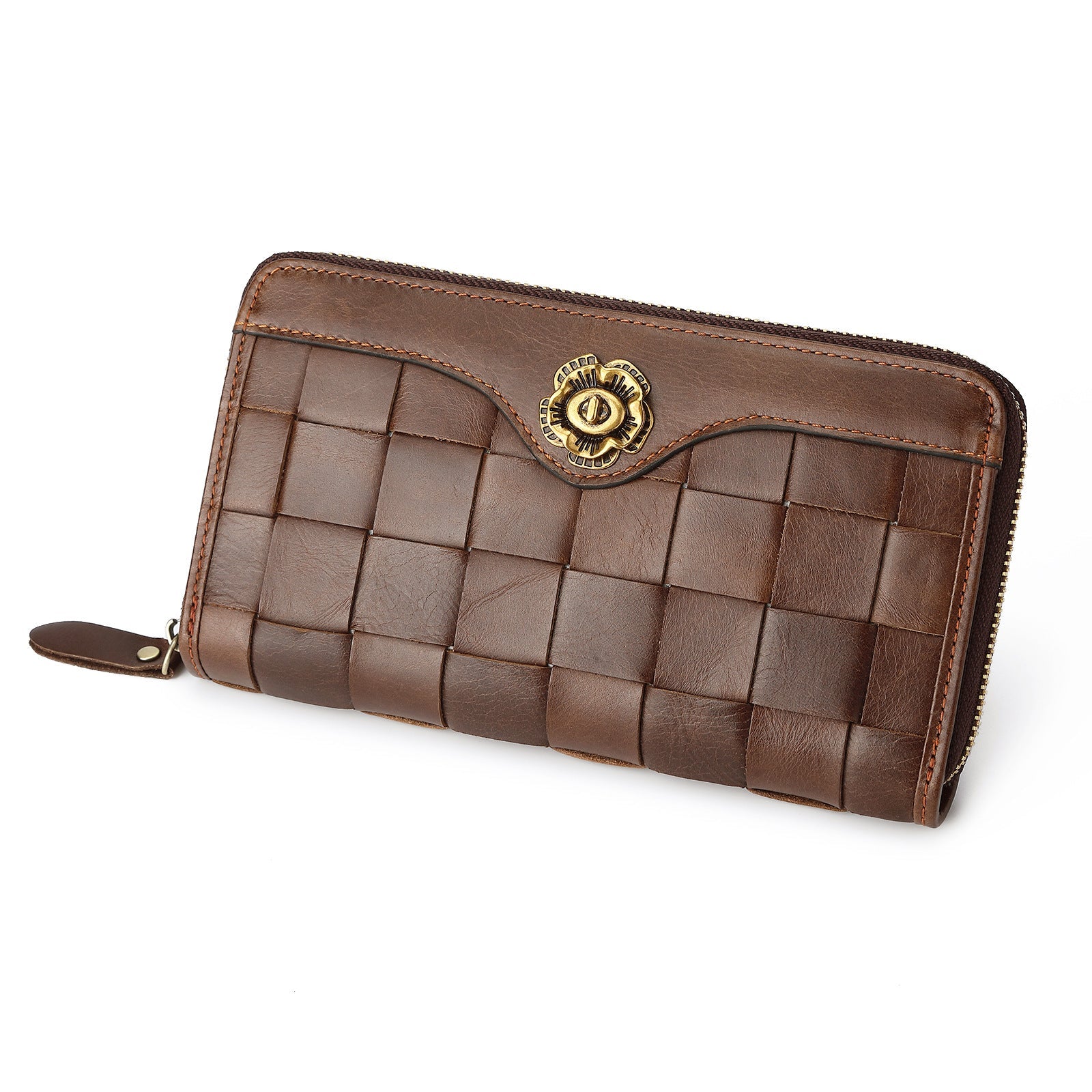 Braided Large Leather Wallet - "Heritage Weave"