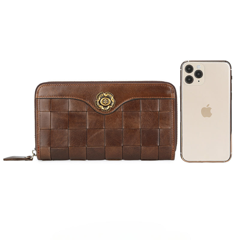Braided Large Leather Wallet - "Heritage Weave"