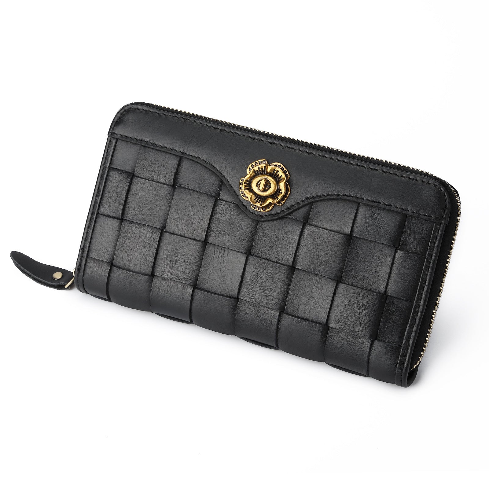 Braided Large Leather Wallet - "Heritage Weave"