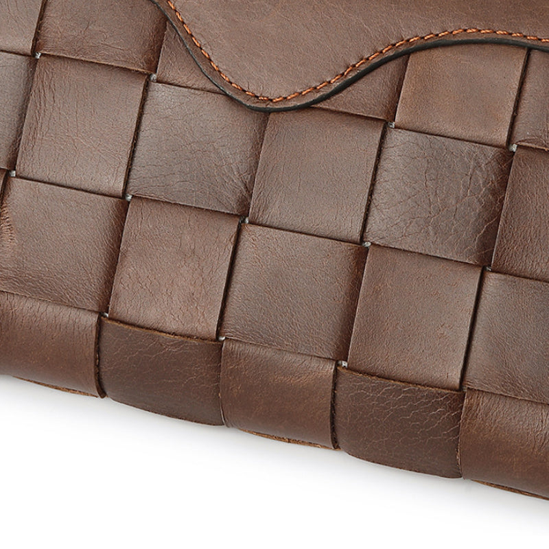 Braided Large Leather Wallet - "Heritage Weave"