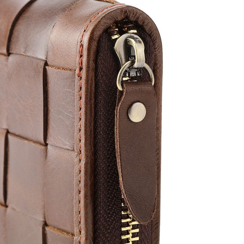 Braided Large Leather Wallet - "Heritage Weave"