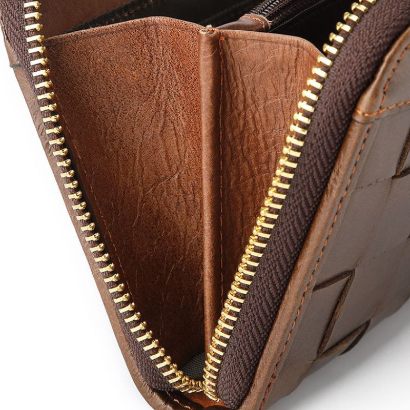 Braided Large Leather Wallet - "Heritage Weave"