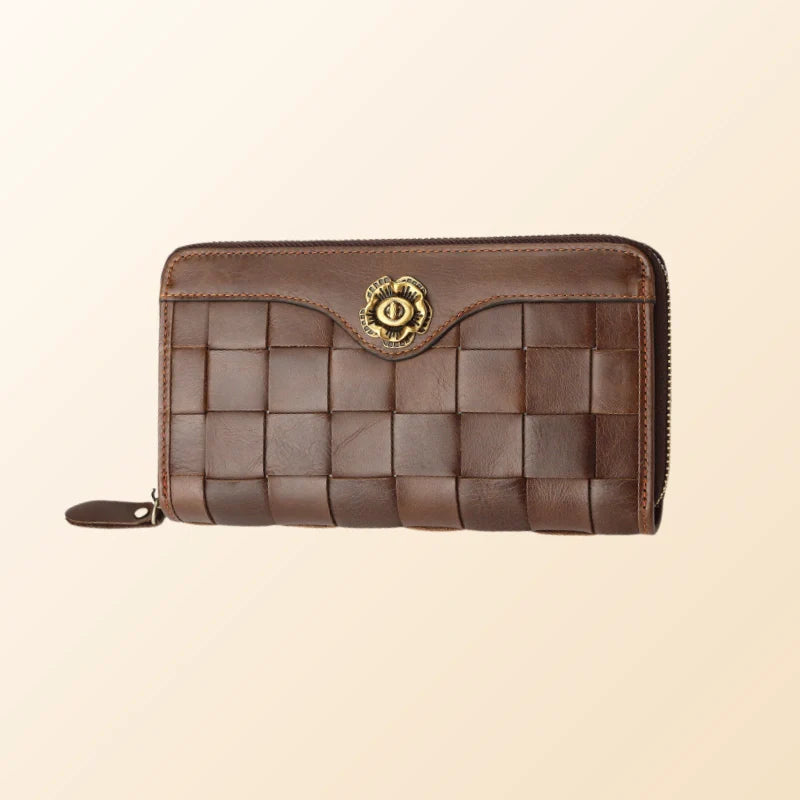 Braided Large Leather Wallet - "Heritage Weave"