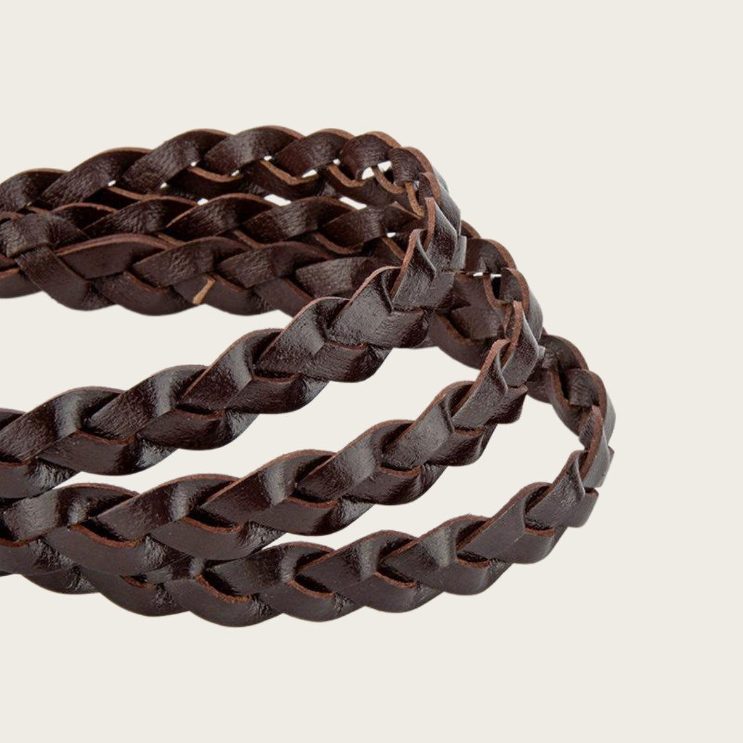 Braided Leather Belt for Women - Gold H-Buckle