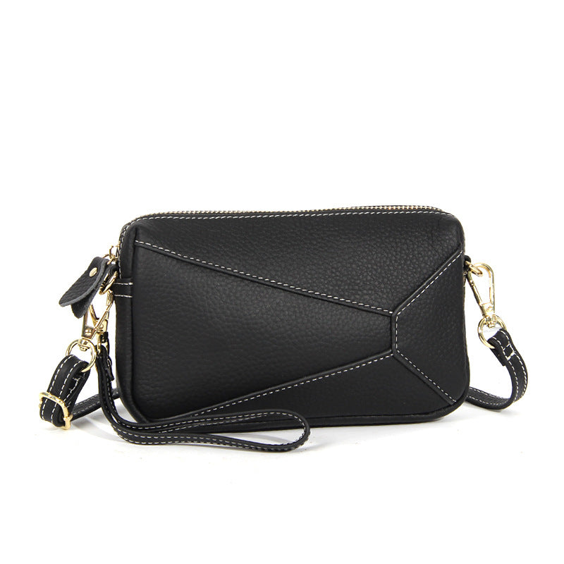 Clutch Pouch with Detachable Strap-Top Grain Leather Phone Strap Bag