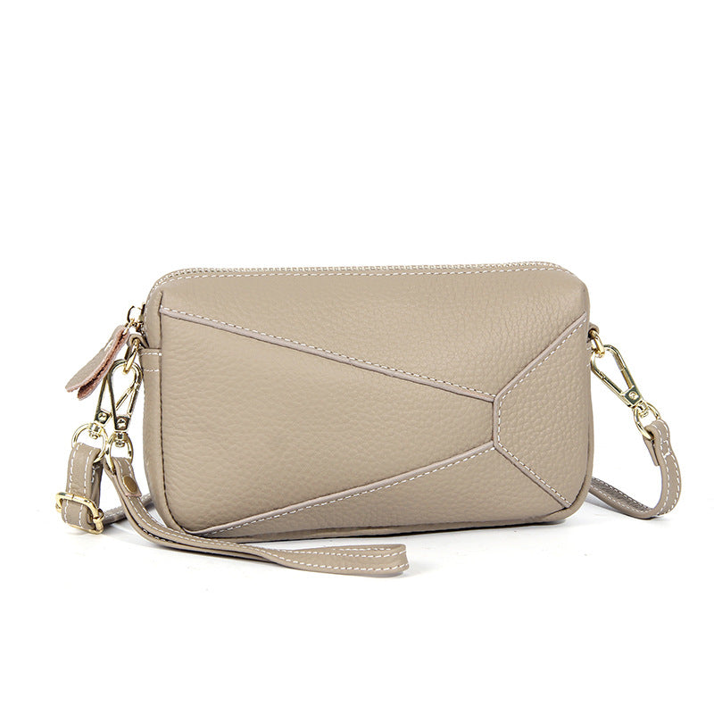 Clutch Pouch with Detachable Strap-Top Grain Leather Phone Strap Bag