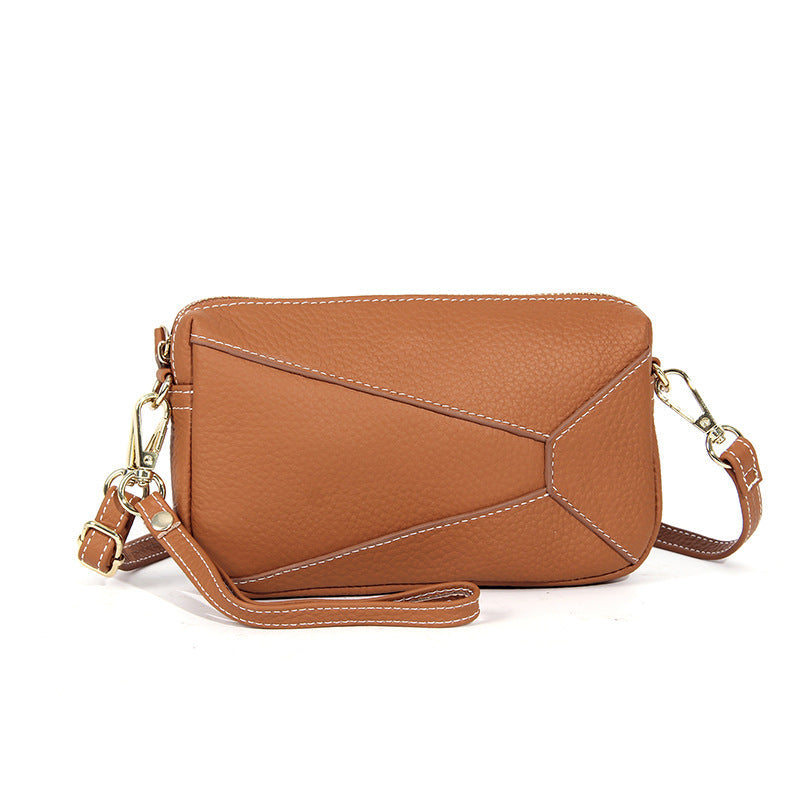 Clutch Pouch with Detachable Strap-Top Grain Leather Phone Strap Bag