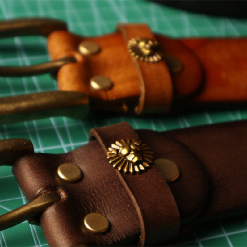 Cowboy Belt for Men-Balck Gun Belt-Solid Brass Buckle-Men’s Gift