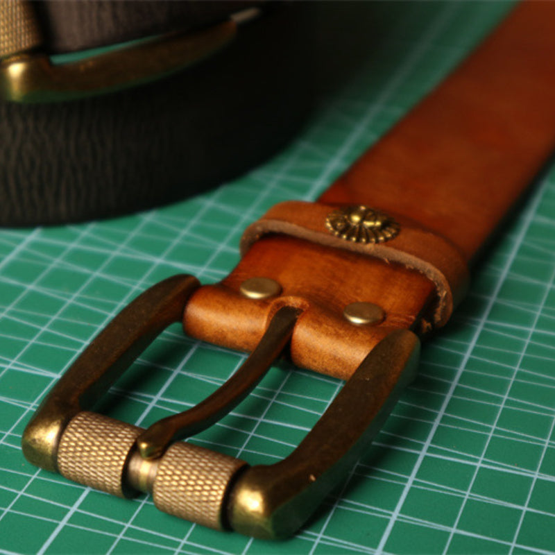 Cowboy Belt for Men-Balck Gun Belt-Solid Brass Buckle-Men’s Gift