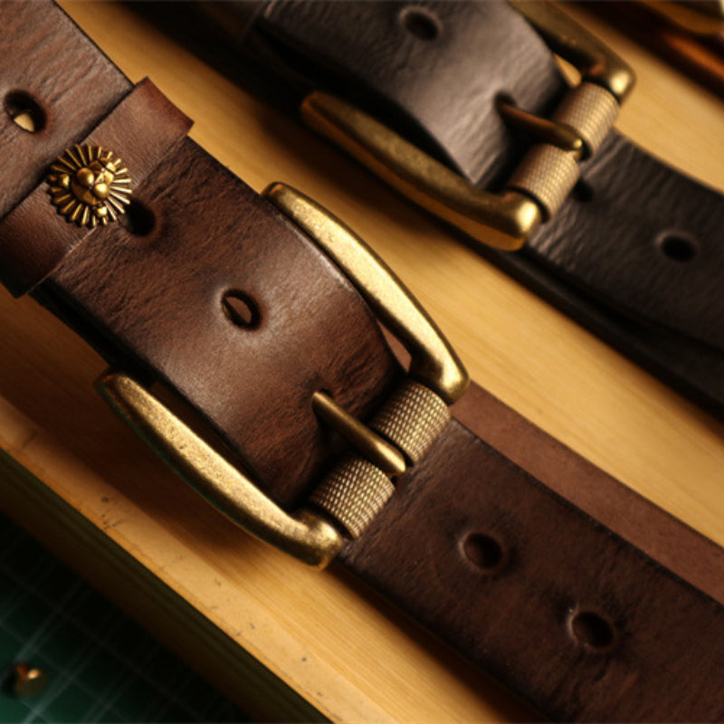 Cowboy Belt for Men-Balck Gun Belt-Solid Brass Buckle-Men’s Gift