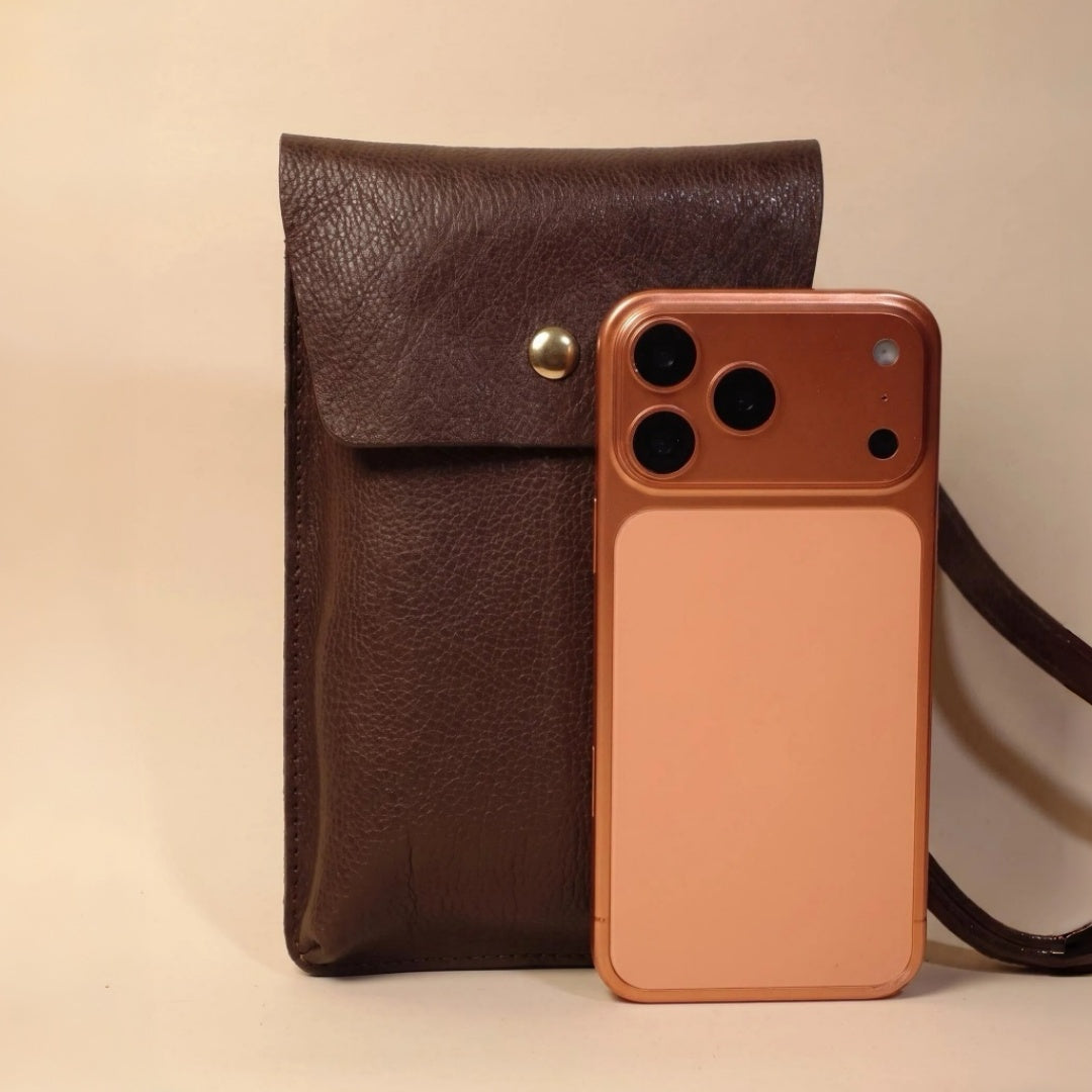 Crossbody Phone Bag-Full-Grain Leather-Featherlight Slim Profile