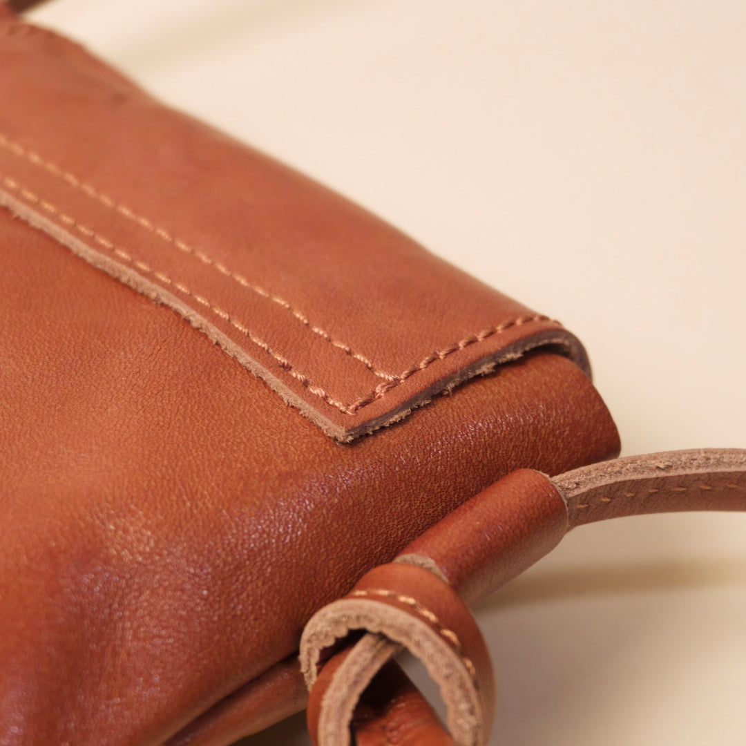 Crossbody Phone Pouch in Full-Grain Leather-Slim Lightweight Build