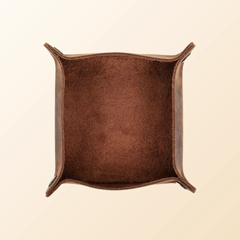 Custom Leather Valet Tray-Personalized Crazy Horse Catchall