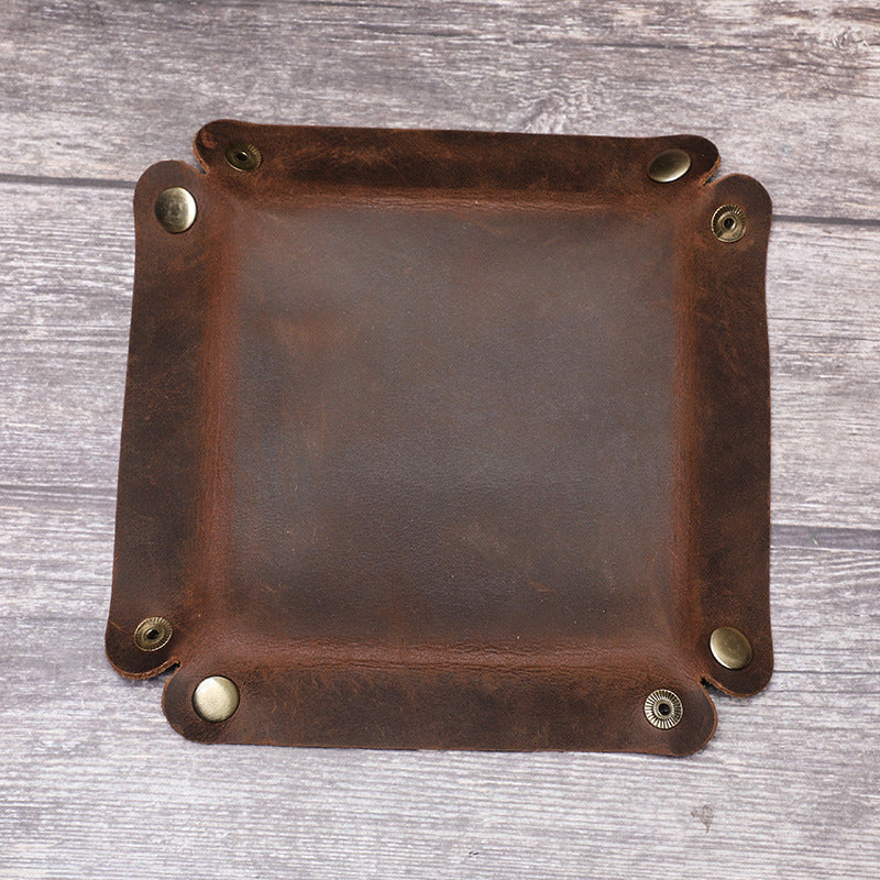 Custom Leather Valet Tray-Personalized Crazy Horse Catchall