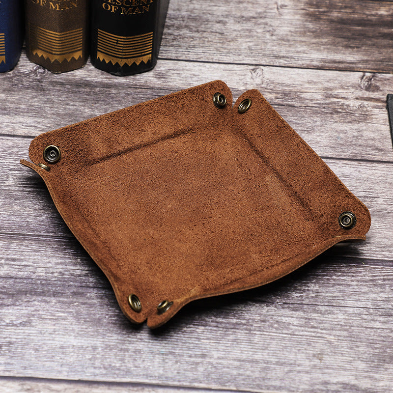 Custom Leather Valet Tray-Personalized Crazy Horse Catchall