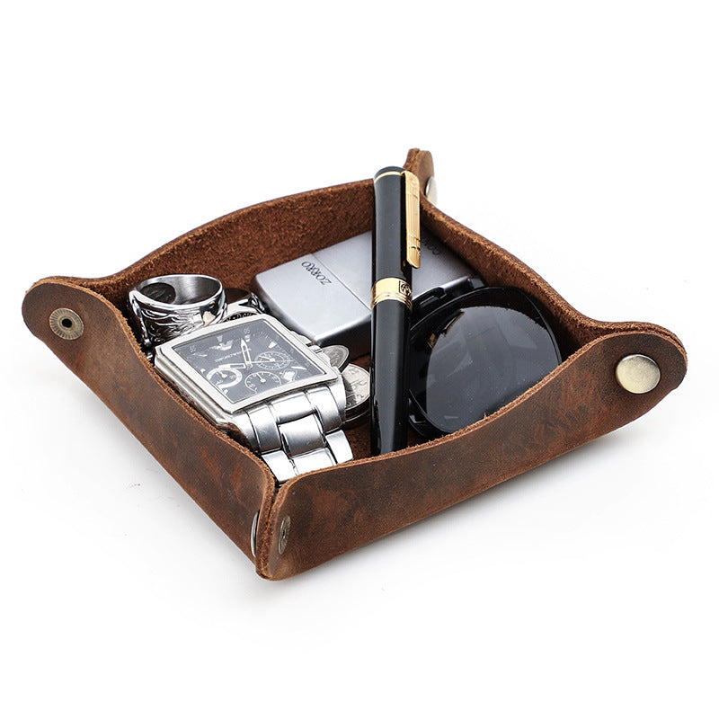 Custom Leather Valet Tray-Personalized Crazy Horse Catchall