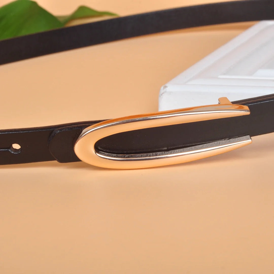 Dress Belt for Women - Genuine Leather with Hook Buckle