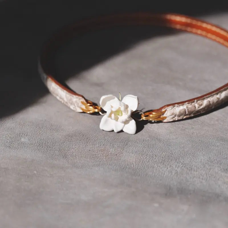 Crocodile Leather Choker–Designer Leather Jewelry-Himalaya Bloom