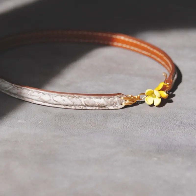 Crocodile Leather Choker–Designer Leather Jewelry-Himalaya Bloom