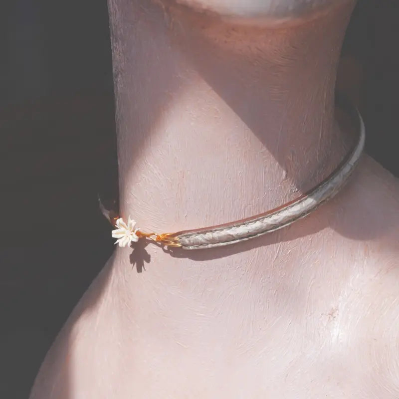 Crocodile Leather Choker–Designer Leather Jewelry-Himalaya Bloom