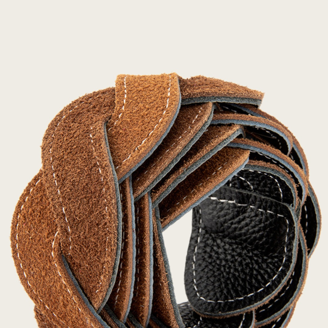 Ladies Braided Leather Belts - Full-Grain Suede Surface with Raw Edge