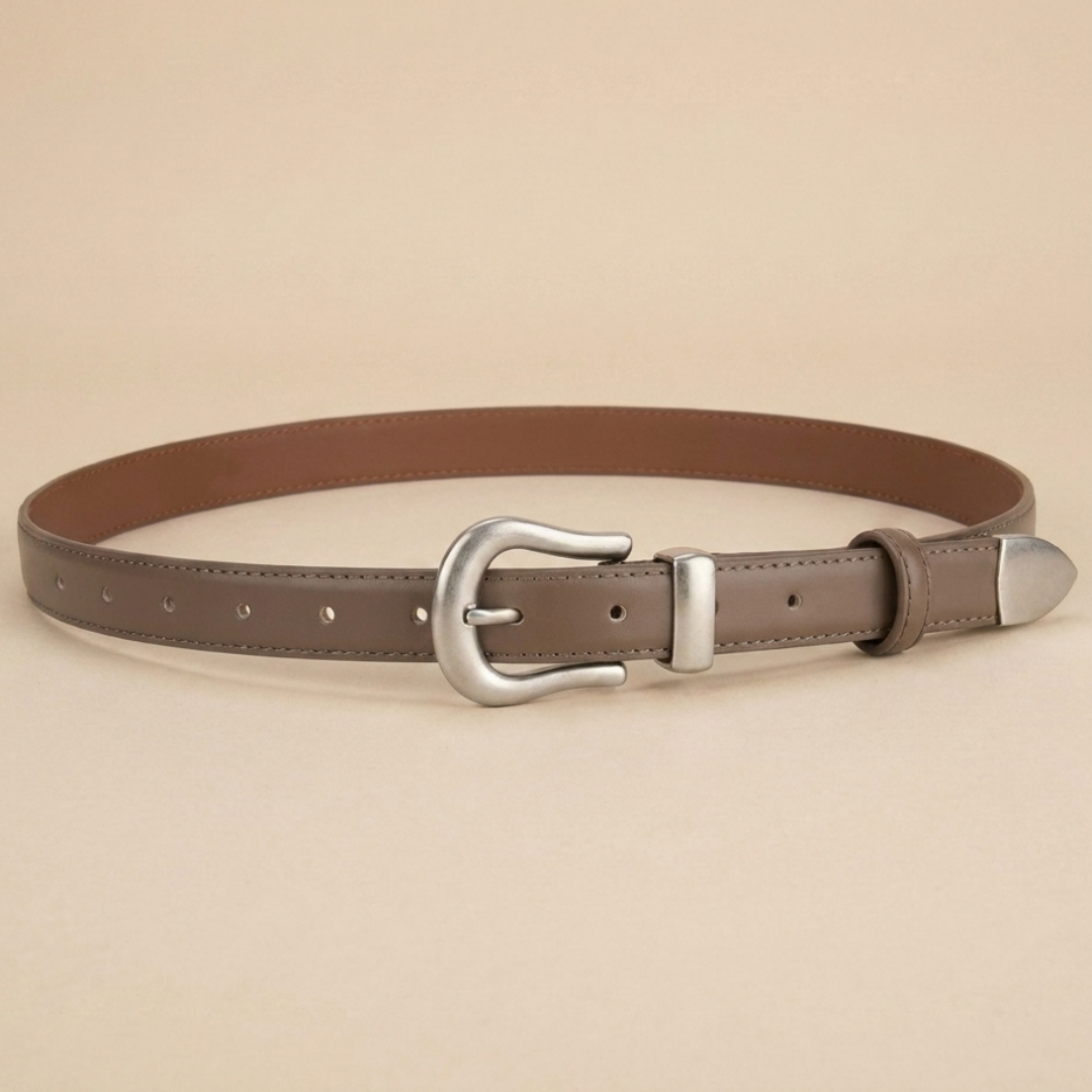 Ladies Leather Western Belts - Slim Strap with Streamlined Western Buckle