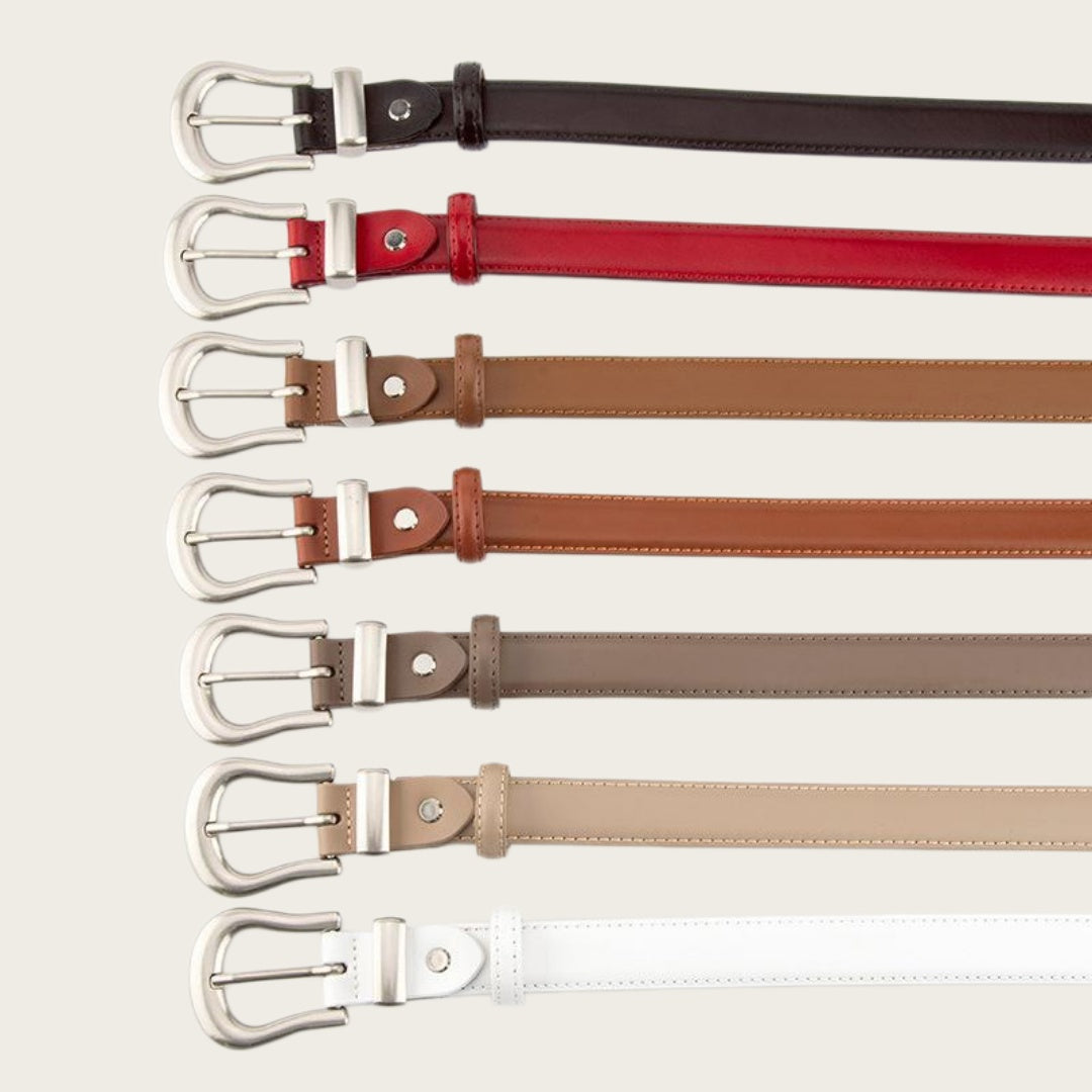 Ladies Leather Western Belts - Slim Strap with Streamlined Western Buckle