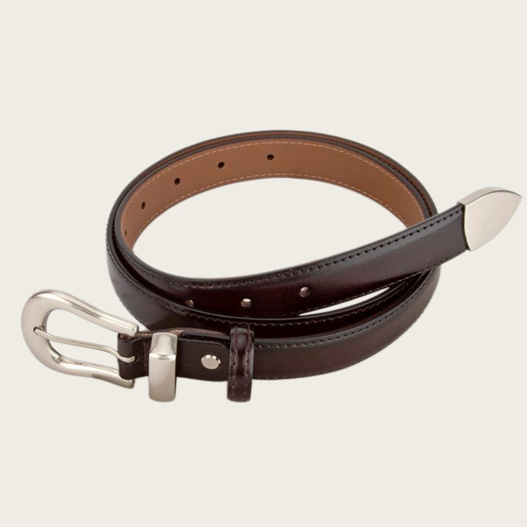 Ladies Leather Western Belts - Slim Strap with Streamlined Western Buckle