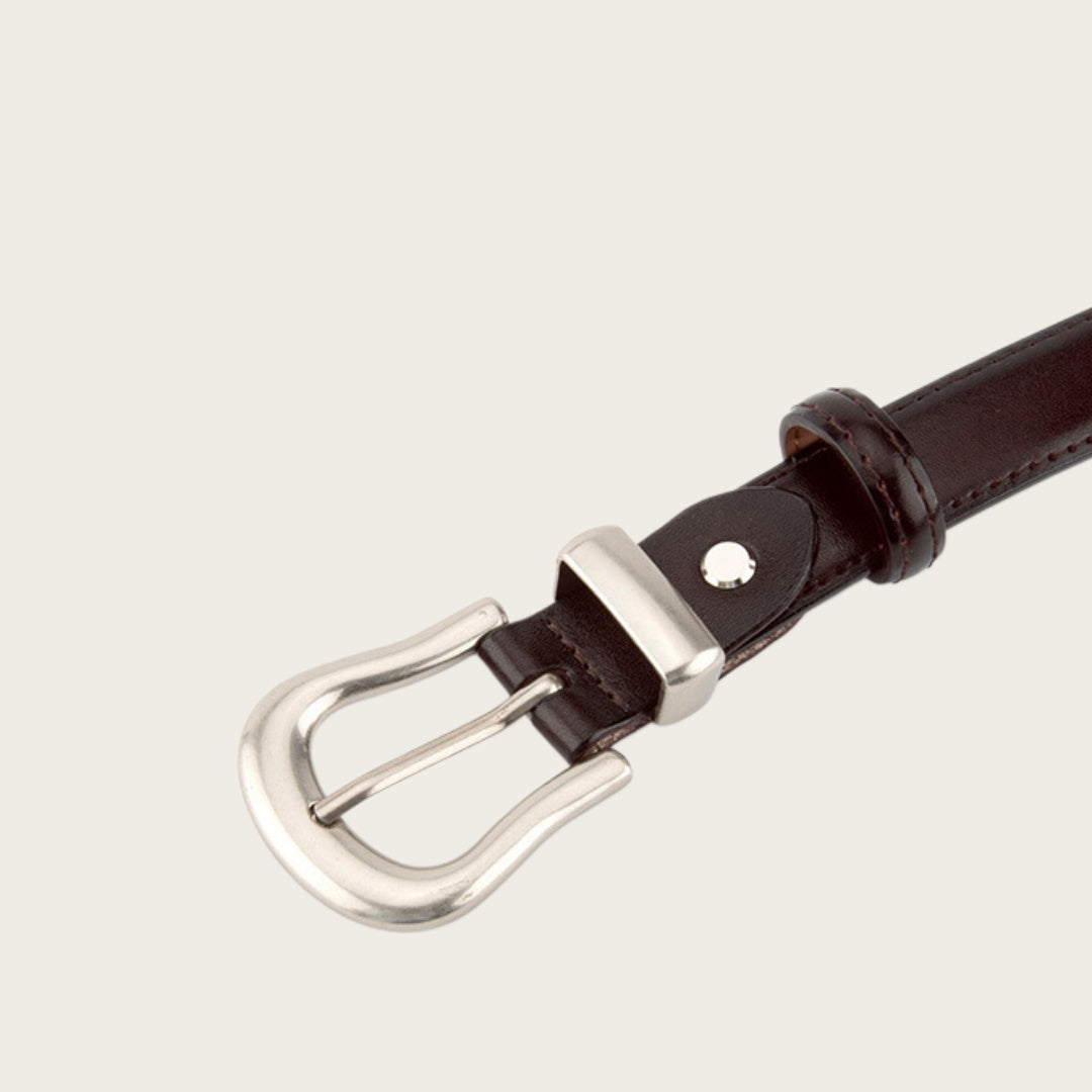 Ladies Leather Western Belts - Slim Strap with Streamlined Western Buckle