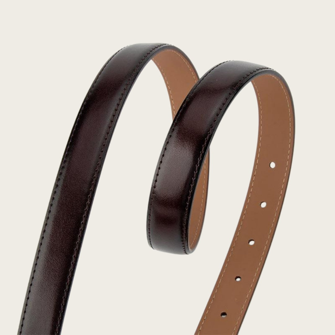 Ladies Leather Western Belts - Slim Strap with Streamlined Western Buckle