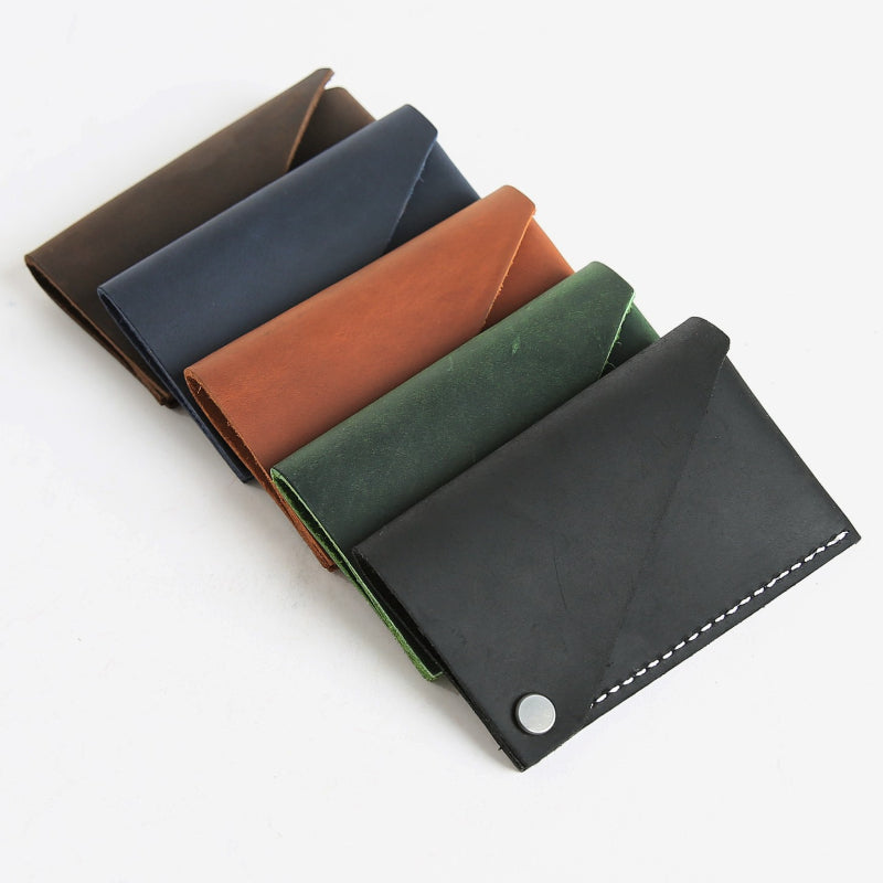 Leather Card Holder for Men-Unique Design-Black/Brown/Green/Blue