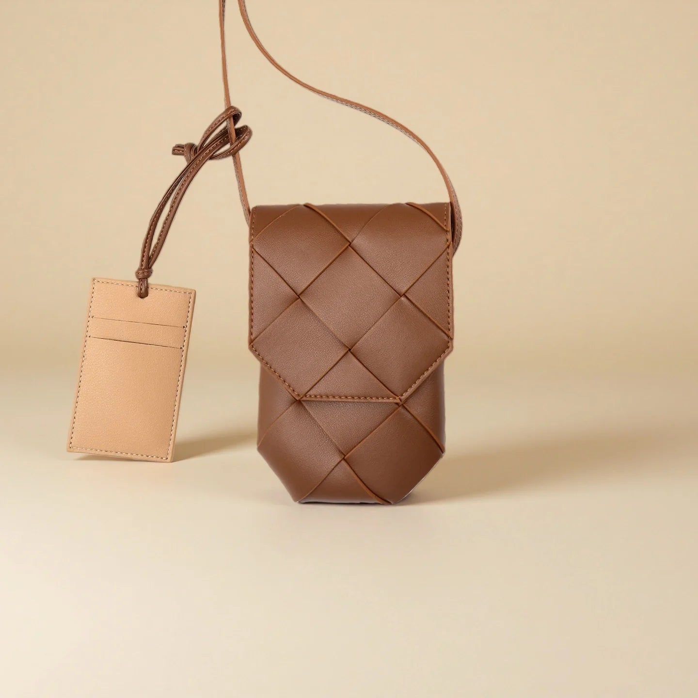Leather Phone Crossbody-"RiverFlow"