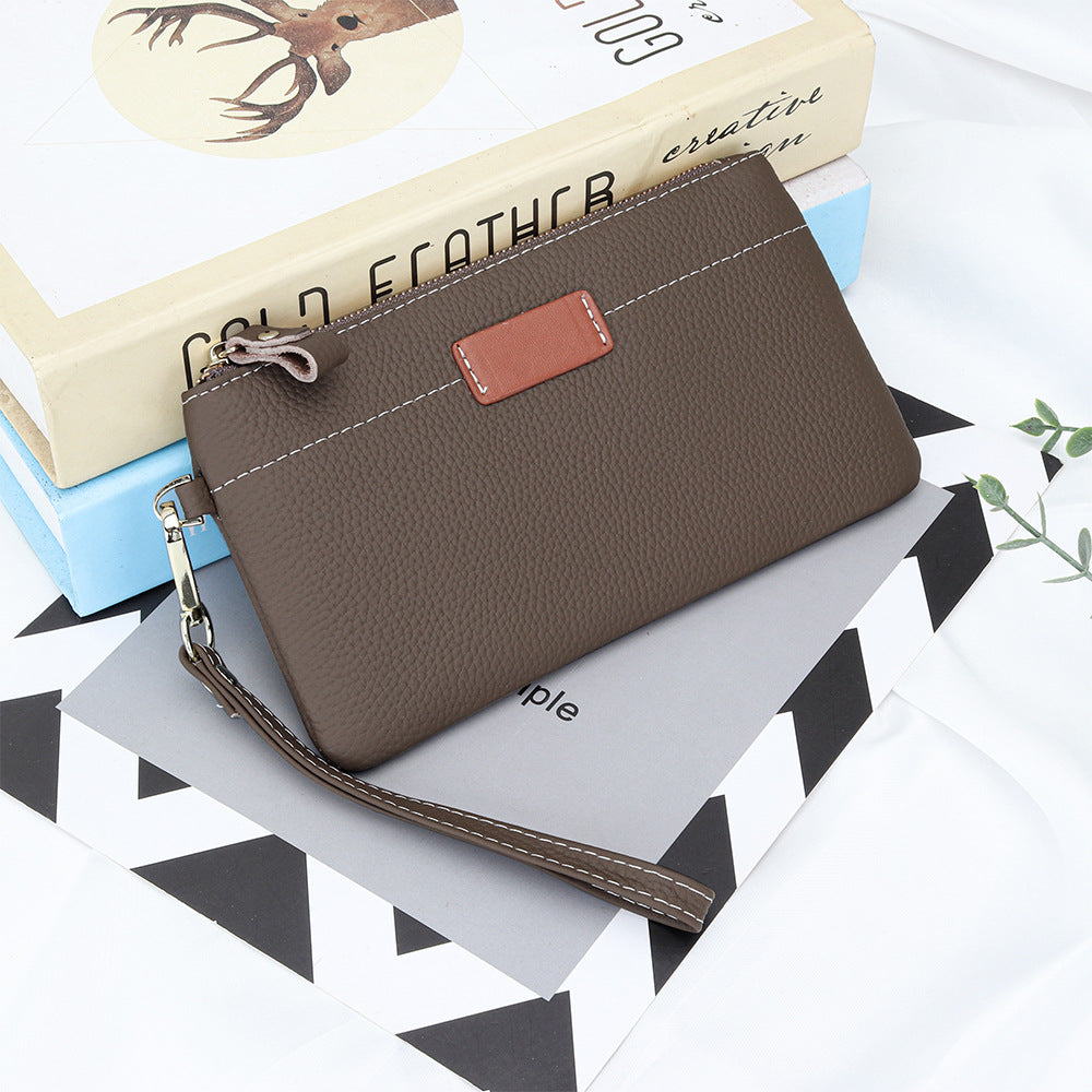 Leather Pouch Clutch-Sleek-Designer Pouch-Black/Brown/Beige