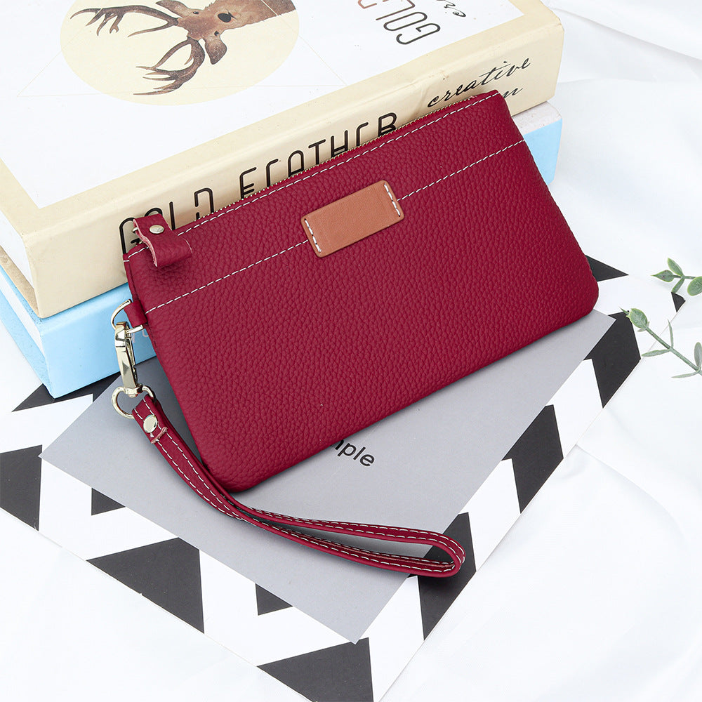 Leather Pouch Clutch-Sleek-Designer Pouch-Black/Brown/Beige