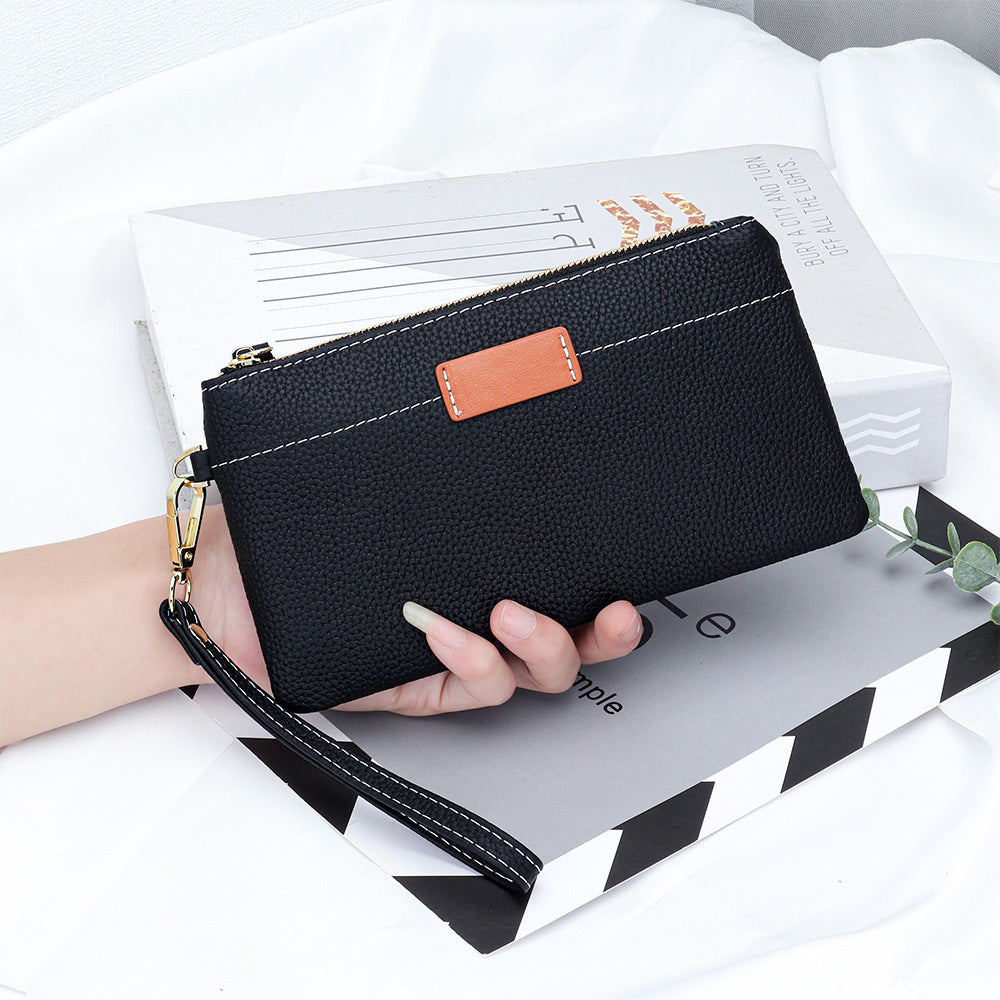 Leather Pouch Clutch-Sleek-Designer Pouch-Black/Brown/Beige