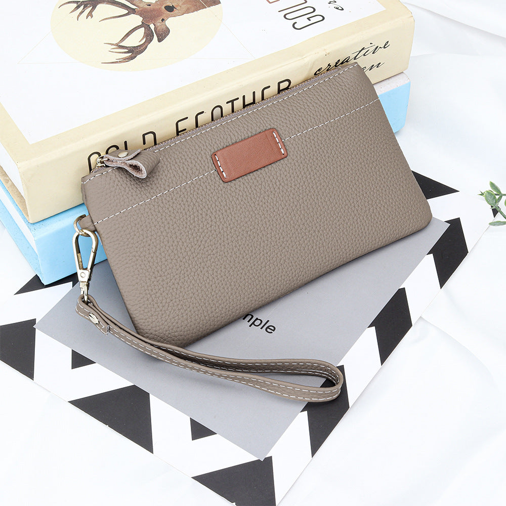 Leather Pouch Clutch-Sleek-Designer Pouch-Black/Brown/Beige