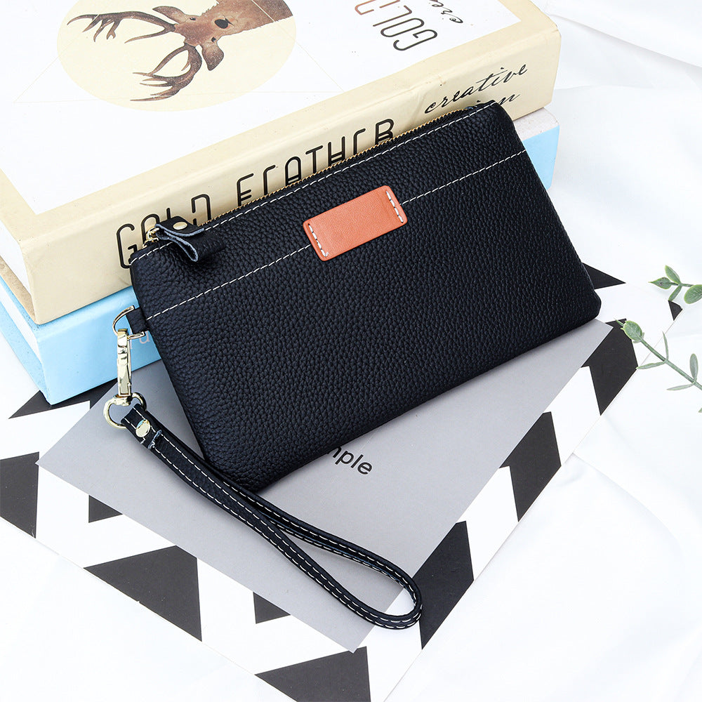 Leather Pouch Clutch-Sleek-Designer Pouch-Black/Brown/Beige