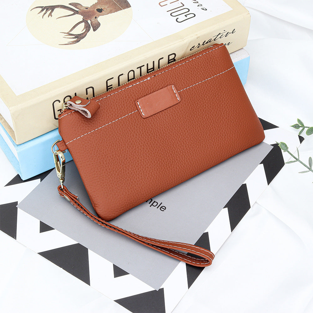 Leather Pouch Clutch-Sleek-Designer Pouch-Black/Brown/Beige