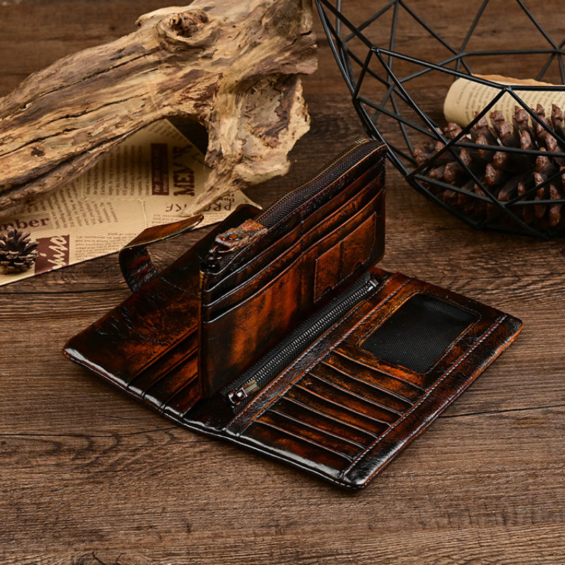 Long Bifold Leather Wallet - “ShiftFold”