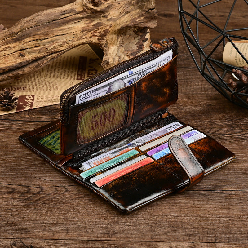 Long Bifold Leather Wallet - “ShiftFold”