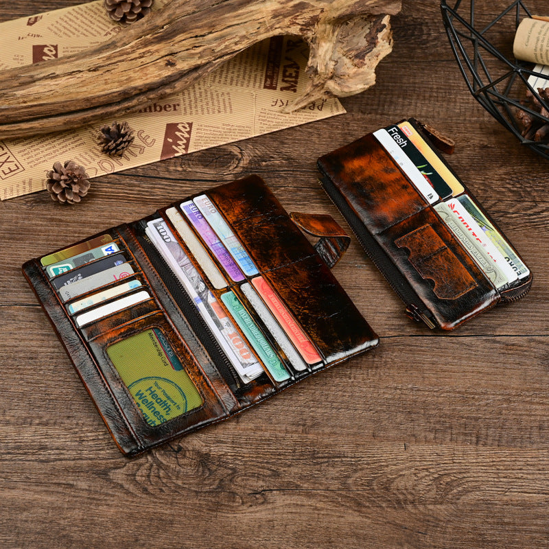 Long Bifold Leather Wallet - “ShiftFold”