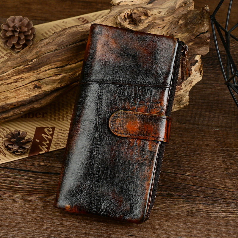 Long Bifold Leather Wallet - “ShiftFold”