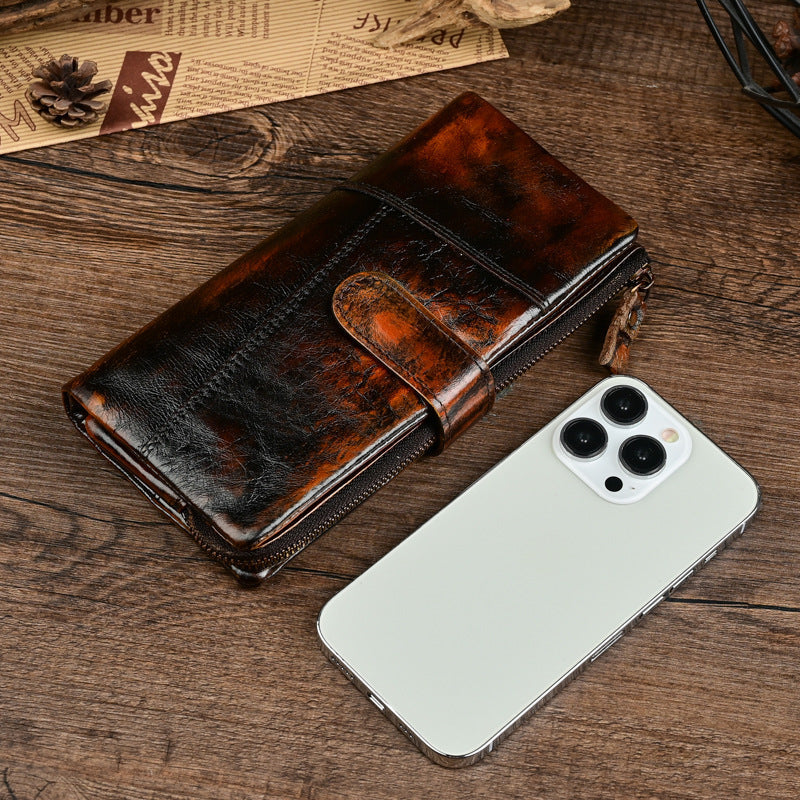 Long Bifold Leather Wallet - “ShiftFold”