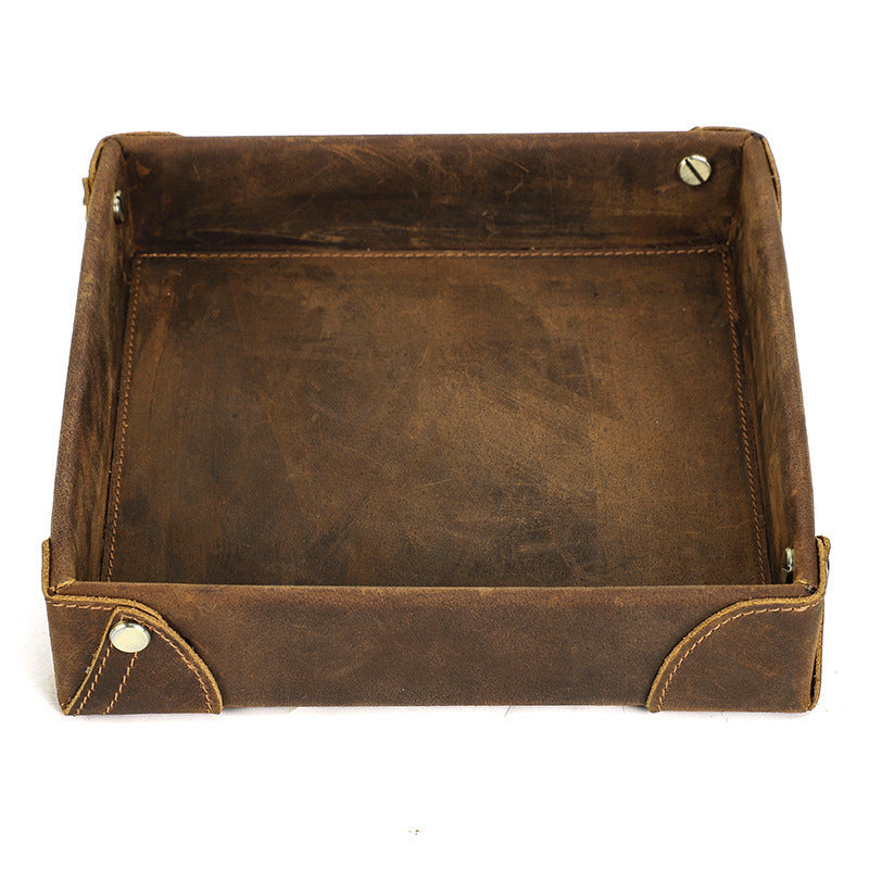 Luxury Leather Valet Tray-Personalized Crazy Horse Catchall-Men’s Gift
