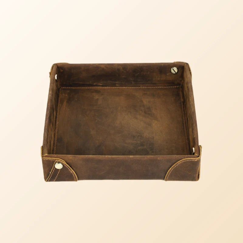 Luxury Leather Valet Tray-Personalized Crazy Horse Catchall-Men’s Gift