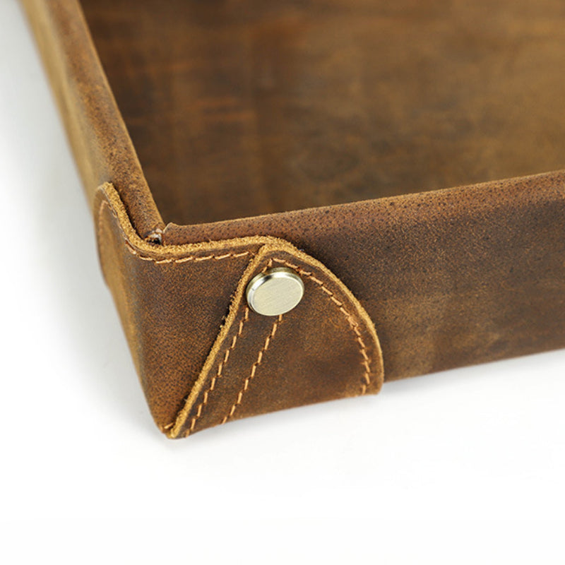 Luxury Leather Valet Tray-Personalized Crazy Horse Catchall-Men’s Gift